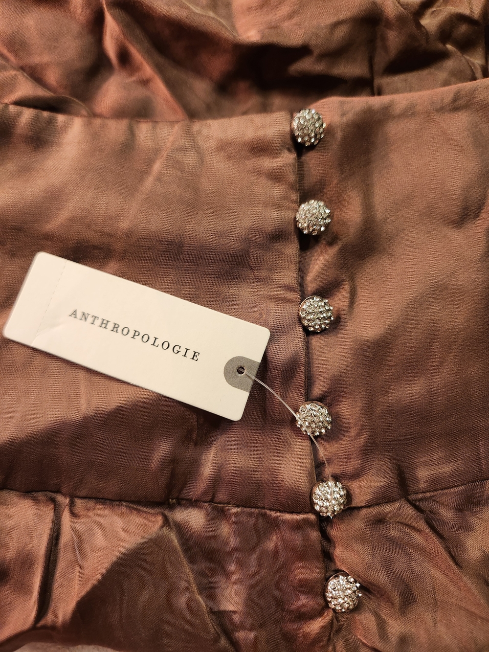 Anthropologie Chocolate Brown Satin Asymmetrical Tie Back Viscose Skirt XS - Picture 13 of 16